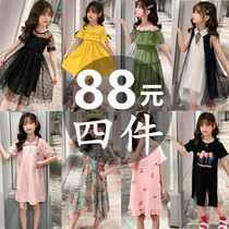 Girl dress summer 2021 new foreign style Net Red Girl summer flower skirt children summer princess dress