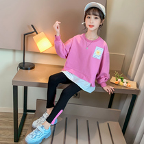 Girl set autumn 2021 New Korean version of foreign style childrens fashion trend Net Red Girl sportswear two-piece
