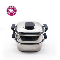 Stainless steel steamer imported from Japan double-layer steamer 304 stainless steel steamer square steaming appliance universal