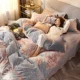5D khắc gia đình nhung san hô bốn luật Levin cashmere flannel mùa đông dày hai mặt giường pha lê nhung vải quilt - Bộ đồ giường bốn mảnh
