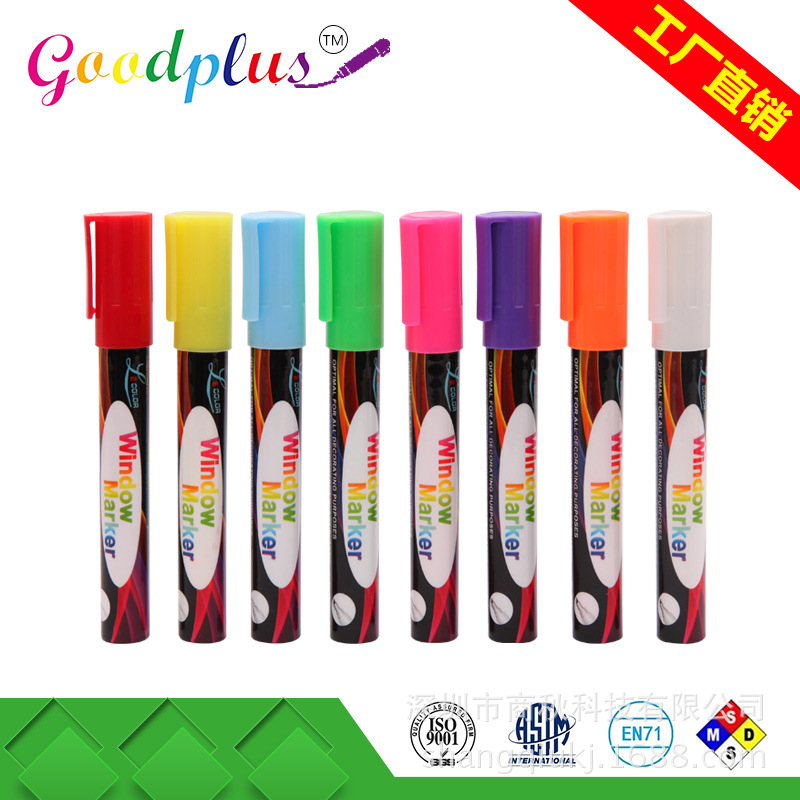 Fluorescent board special fluorescent pen 6mmPOP pen color glass plate pen luminous blackboard pen round head inclined head SQ-001