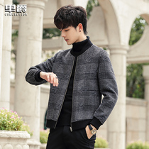 Mens jacket stand-up collar Korean fashion casual chickweed double-sided cashmere wool woolen woolen coat short autumn and winter