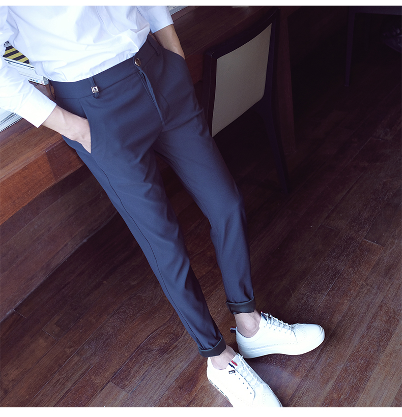 Chín chiếc quần nam mùa xuân 2018 xu hướng mới phiên bản Hàn Quốc của những đôi chân tự nhiên hoang dã diện quần dài mùa hè mỏng manh - Crop Jeans phong cách thời trang nam