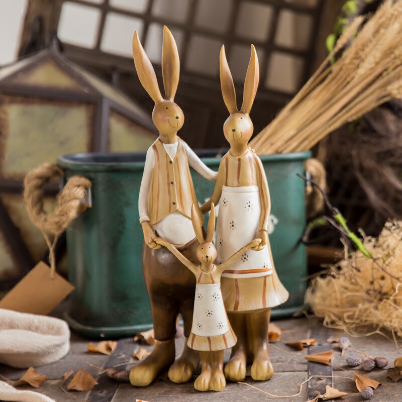 Left Bank Wheat Fields Wine Cabinet Room Decoration Furnishing Resin Craft Home Accessories A Three-Mouthed Rabbit Small Pendulum Piece