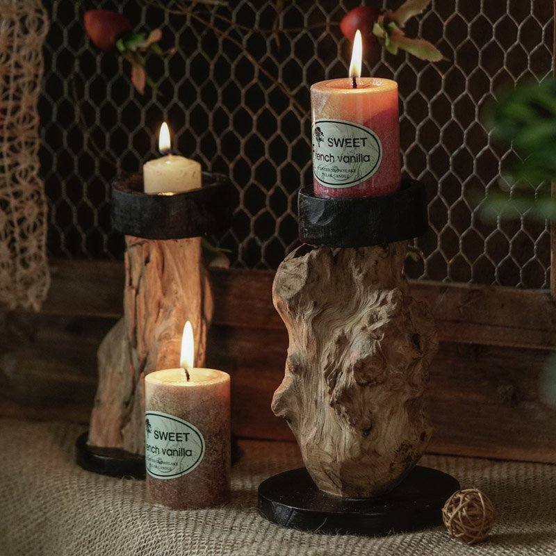 Left bank wheat field wheat field Park Fragrant Bloom Ancient Root Carved Candle Terrace Decayed Wood Engraved with Silent Wind Pendulum home Ornament