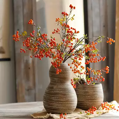 Left bank wheat field Tianmao red sauce fruit rich fruit red fruit living room decoration flower Holly acacacia bean simulation flower fake flower