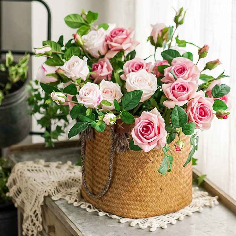 Left Bank Mata Mickroni Hand Feel Moisturizing Rose Flower Emulation Flower Pendulum flowers Flowers Fake flowers Living room Decorative Flowers