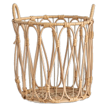 Double ear imitation vine woven containing basket Woven Dirty Laundry Containing Basket Retro Living Room Floor Decoration Pendulum storage basket