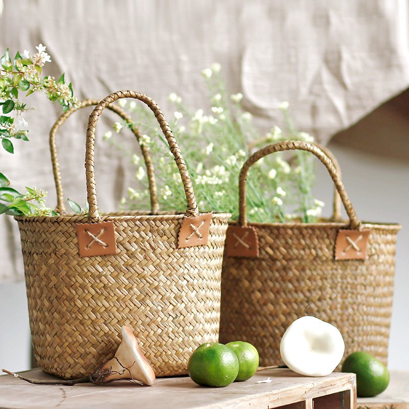 Left Bank Mctian Fields Idylo Countryside Vines FLOWERS BASKET HOME DAILY CONTAINING MISCELLANEOUS ITEMS BASKET HANGING BASKET HANDMADE GRASS WOVEN BASKET