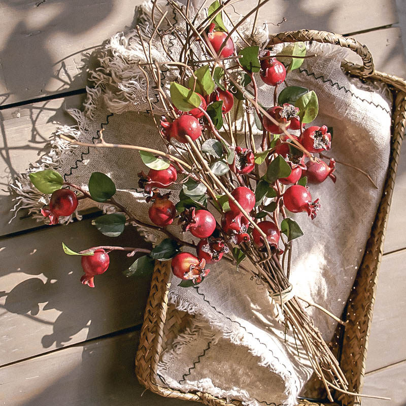 Left bank wheat field American country simulation flower fake flower hawthorn dry flower living room decorative flower retro simulation pomegranate fruit