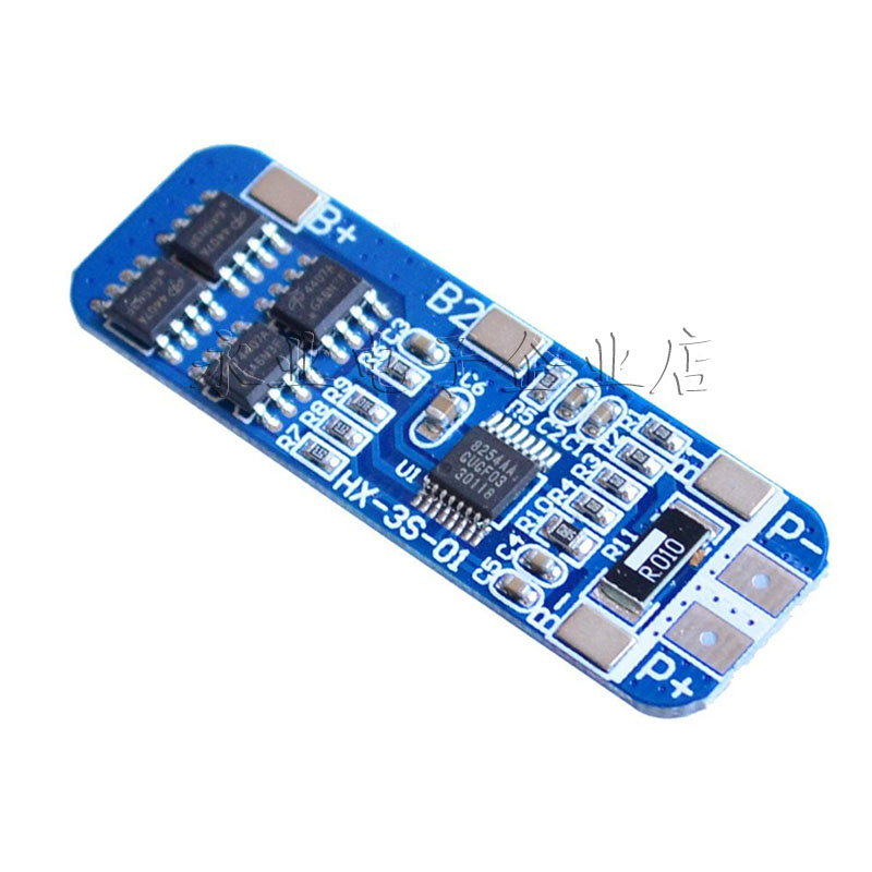 3 series 12V18650 lithium battery protection board 11 1V 12 6V anti-overcharge over discharge peak 10A overcurrent protection
