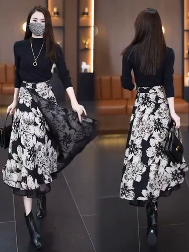 Летняя дизайнерская длинная юбка, тренд сезона, средней длины, А-силуэт