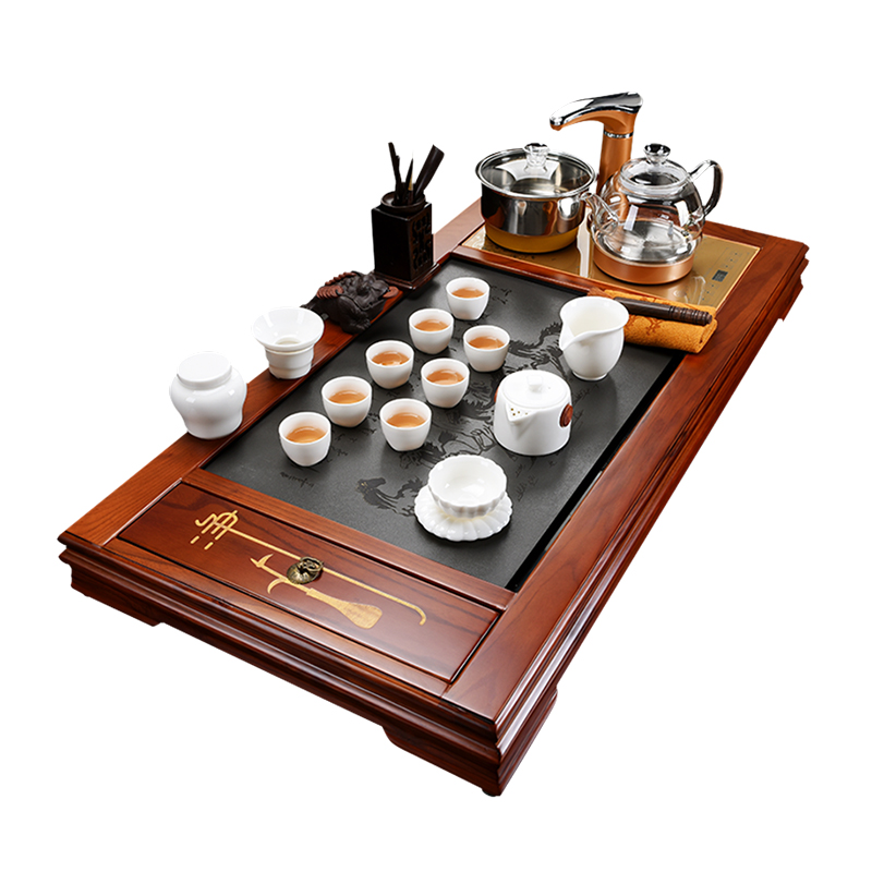 Repeatedly in a complete set of tea sets suit celadon contracted purple sand tea solid wood semi - automatic automatic kung fu tea set
