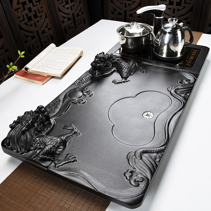 Single disc domestic solid wood tea disc whole block of tea set tea road big depository fully automatic integrated tea sea single layer drainage