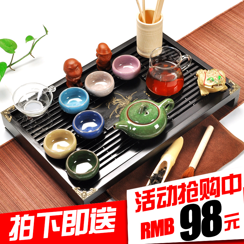 All flourishing tea set home a whole set of violet arenaceous kung fu tea set solid wood tea tray tea table