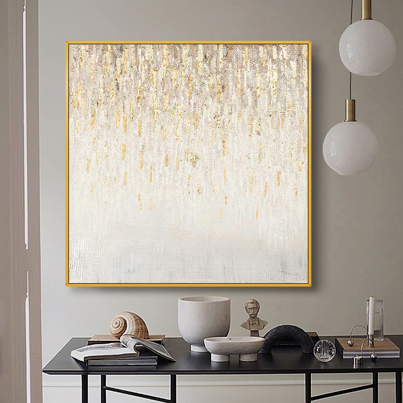 Hand Painted Oil Painting Nordic Modern Light Extravagant Stars Gold Leaf Living Room Sofa Background Wall Decoration Painting Xuanguan Corridor Hang Painting