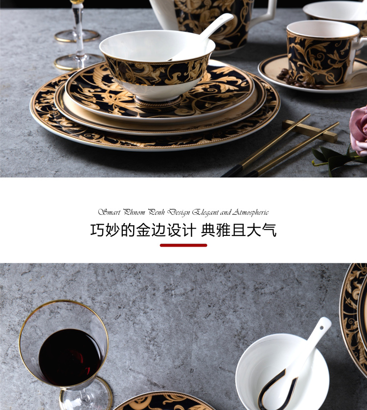 The "Good light and decoration style unicorn ceramic up phnom penh dish beefsteak dish bowl home plate suit