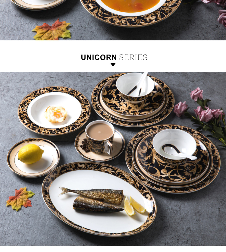 The "Good light and decoration style unicorn ceramic up phnom penh dish beefsteak dish bowl home plate suit