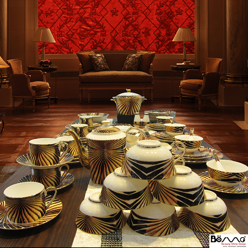 Ou ipads porcelain product gucci 69 head ipads porcelain tableware west - glazed in dinner dish bowl spoon, Jin Bianyin coffee set