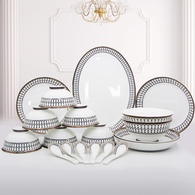 Blue wood ipads porcelain tableware dishes suit gold stroke miscellaneous pieces of small spoon, rainbow such as bowl suit sell like hot cakes