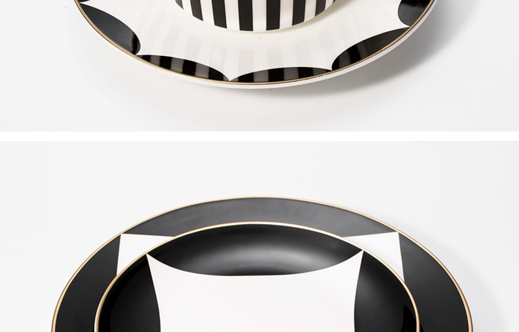 The Nordic matte enrolled, black and white stripes up phnom penh ipads porcelain tableware club coffee cup mock up room decoration soft decoration plate of sell like hot cakes