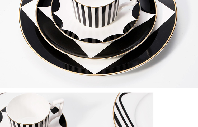 The Nordic matte enrolled, black and white stripes up phnom penh ipads porcelain tableware club coffee cup mock up room decoration soft decoration plate of sell like hot cakes