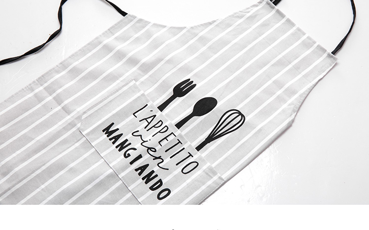 Beth shan han edition fashion bakery kitchen household porcelain in northern wind cloth art bust apron, black and white stripes