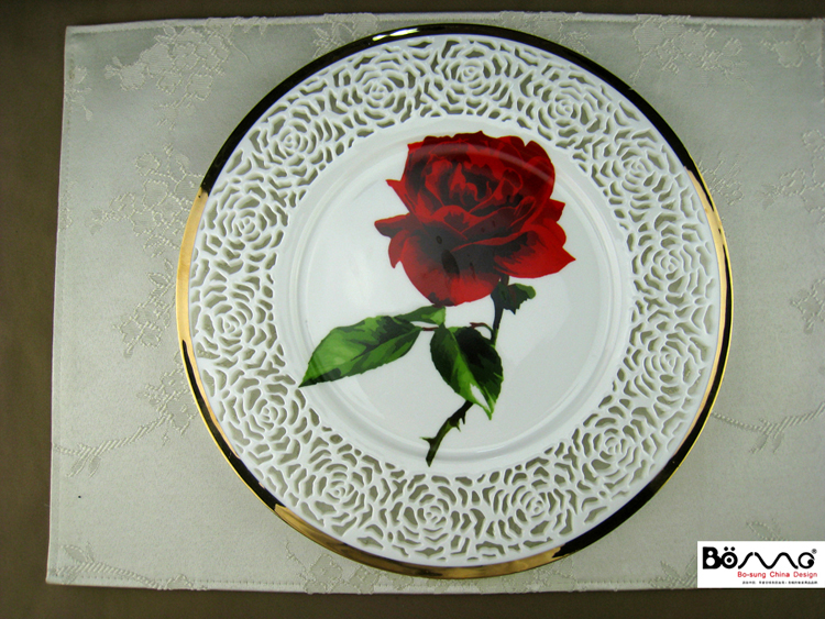 Up Phnom penh dish LvKong rose, white rose plate new classical art plate carving, ipads China plate