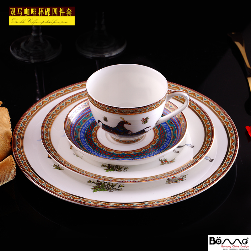 Double horse ipads China dinner plate steak knife and fork suit small household ceramics European key-2 luxury household villa home plate
