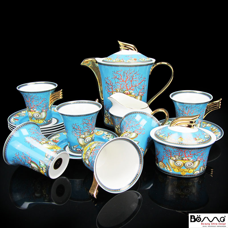 Ipads China coffee cups suit European afternoon tea tea set 15 British head coffee tea ceramic blue ocean world