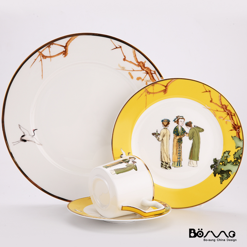 The tang dynasty had The plate bright yellow modern ceramic dinner plate, new Chinese style is classic example room tableware disc of sell like hot cakes