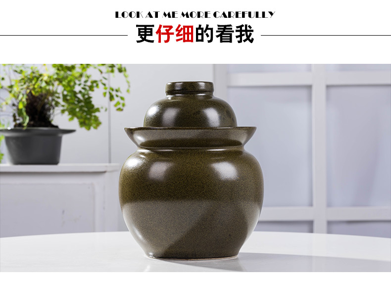 Jingdezhen ceramic pickle jar double cover altar sauerkraut pickled flooded pickles pickled egg cylinder household salted duck dense eggs pickled peppers altar as cans