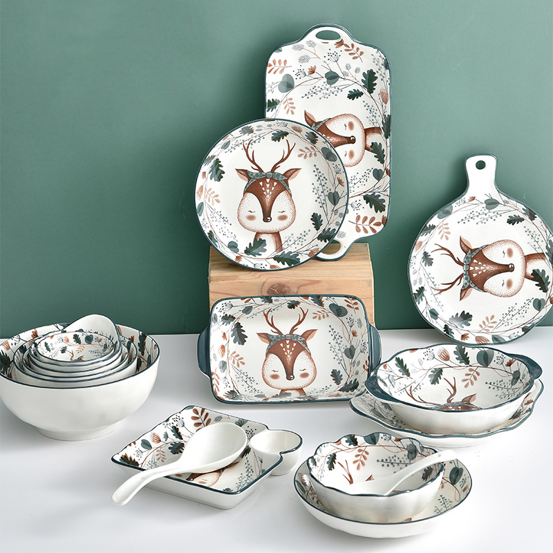 Combination dishes suit household eat rice bowl light new high - end key-2 luxury European - style ceramics rainbow such as bowl soup bowl plate tableware