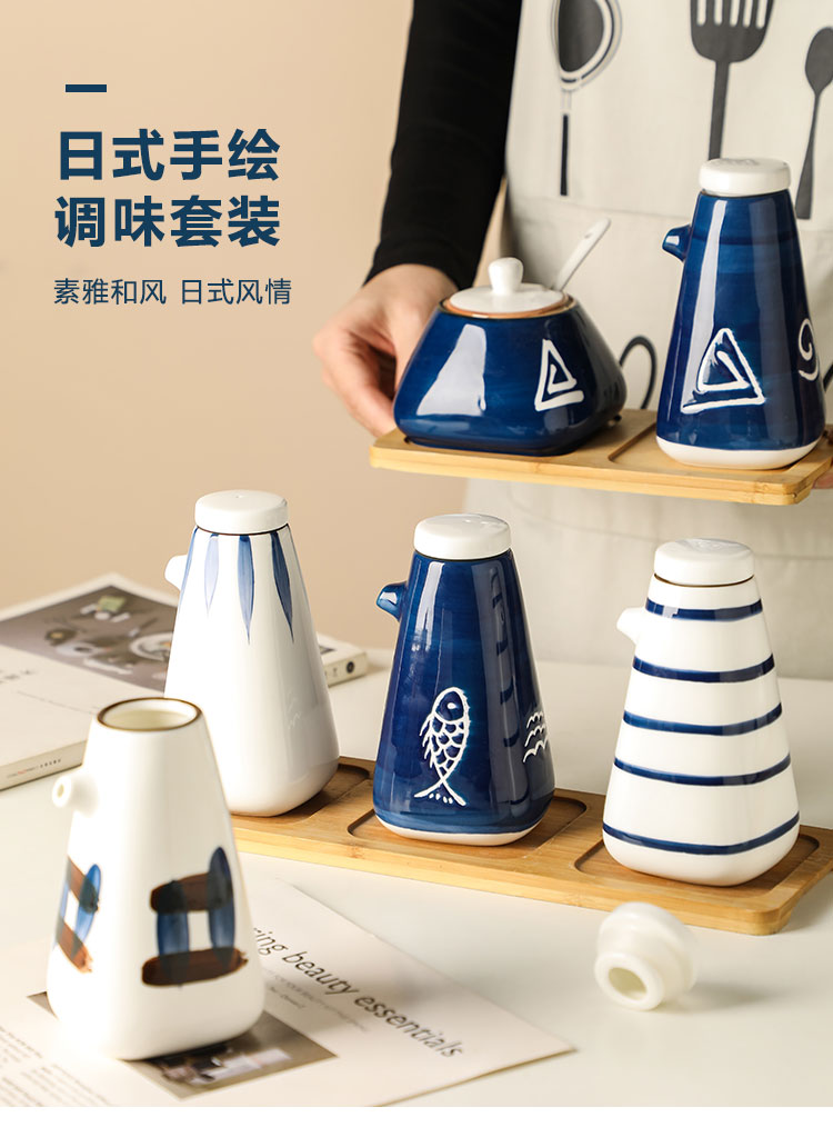 The Spice bottles suit Japanese kitchen sauce vinegar bottle wind reserves ceramic bottle caster oil can vinegar sauce pot pot