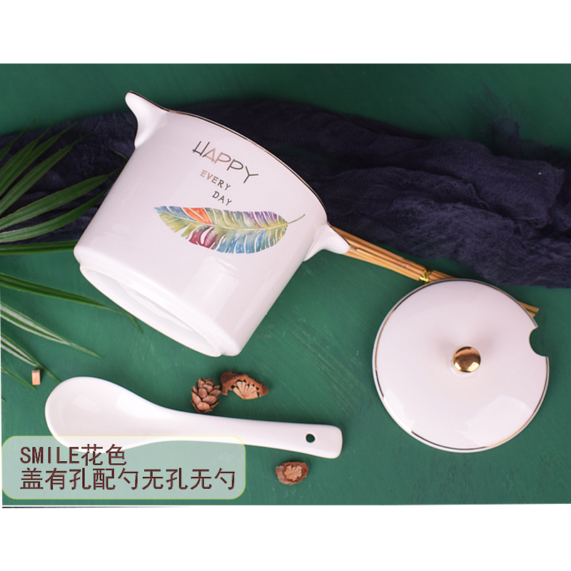 Ceramic flavor pot kitchen household northern wind belt cover condiment chili oil container high - temperature candy box of the pot