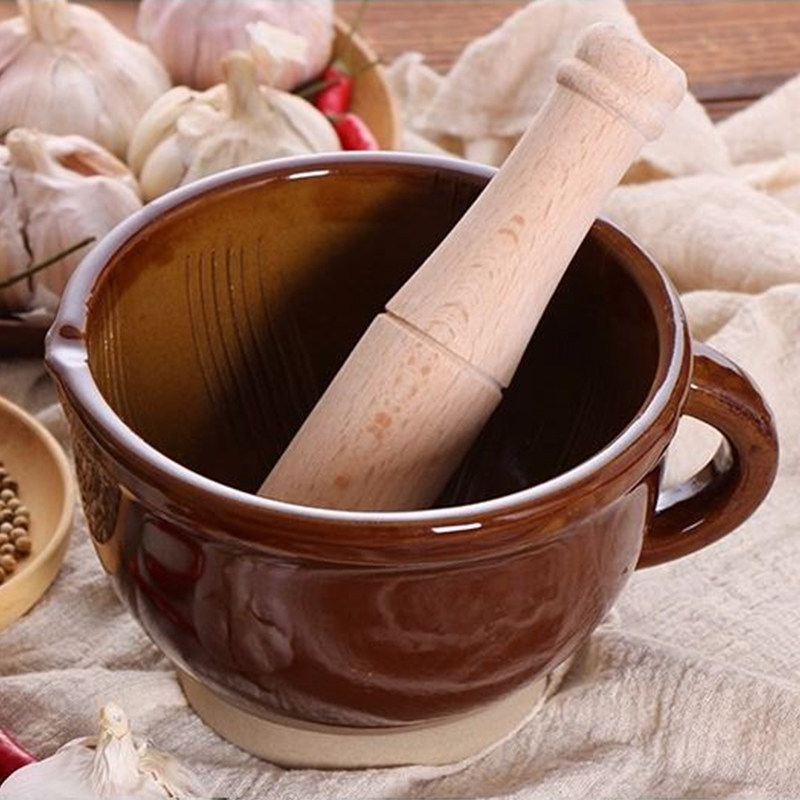 Ring Pepper's Trumpet Garlic Mortar manual Garlic Press garlic Old-fashioned Tubular bowl Coarse Pottery Grinders Mashed Bowl Mashed Garlic Mashed Garlic Mashed Garlic Mashed Garlic