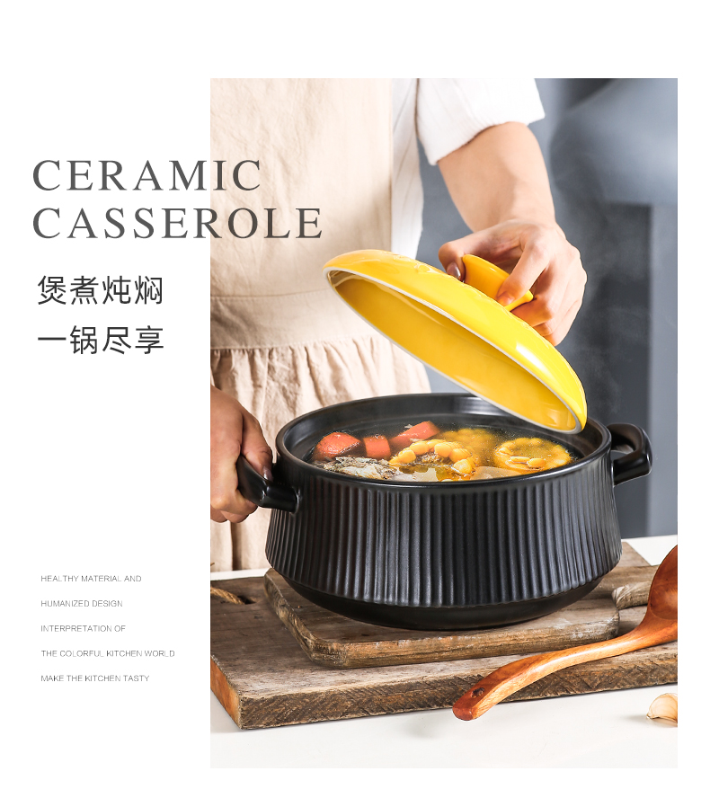 Ceramic casserole soup pot domestic high - temperature gas large Japanese casserole pot stew soup pot stew large capacity