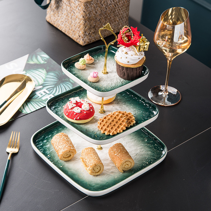 Nordic ceramic multilayer cake pan light key-2 luxury stone fruit bowl sitting room home all the candy dish