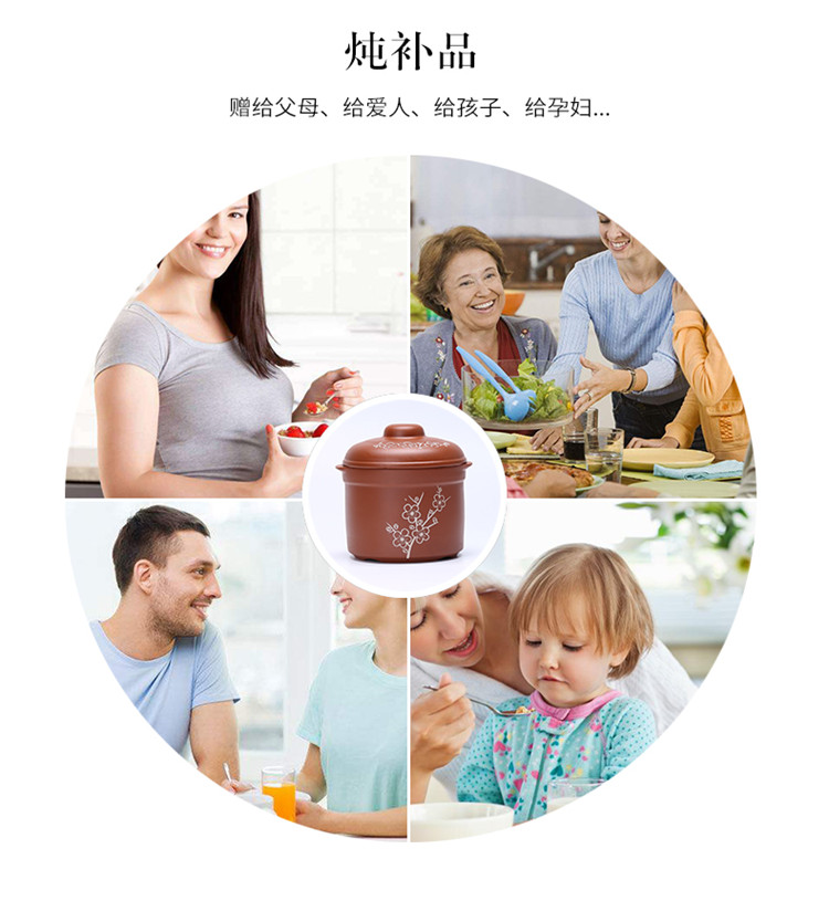 Violet arenaceous stew with cover ceramic dual cover water stew soup bowl potted household health ginseng bird 's nest soup stew pot