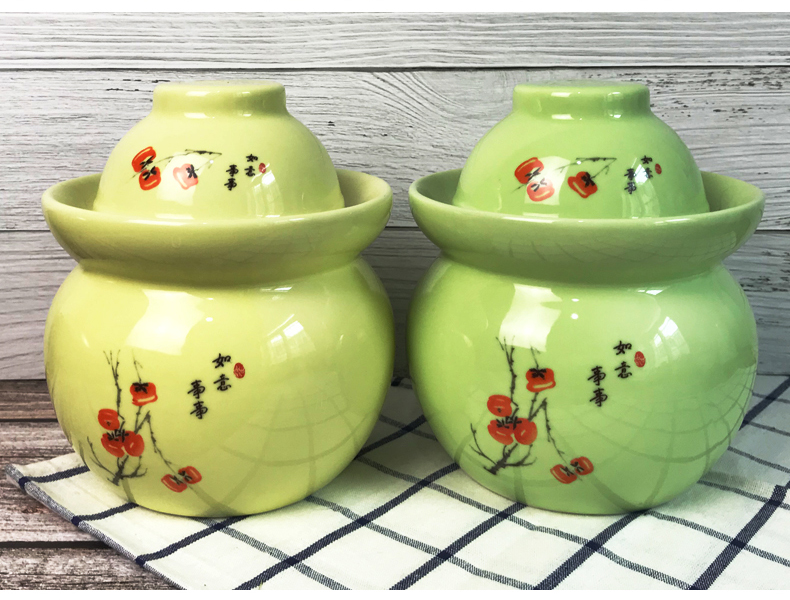 The Pickle jar ceramic household pickling salted duck dense eggs pickled vegetable grains storage tank sealing Pickle jar of jingdezhen