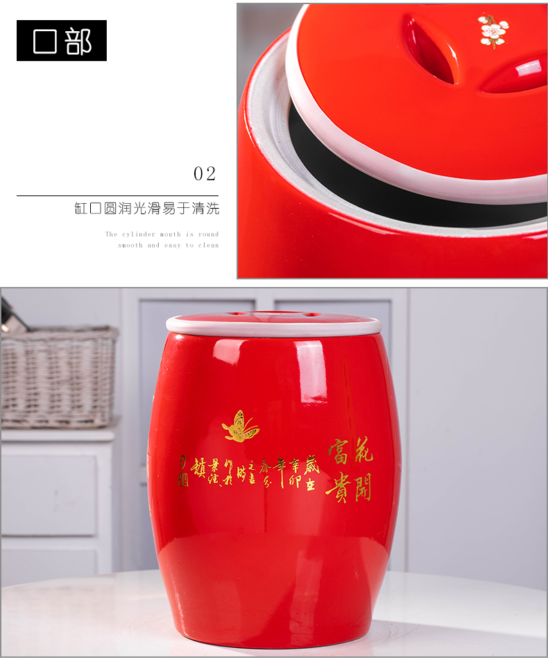 Jingdezhen ceramic barrel household with cover pack ricer box store meter box 10 jins 20 jins seal storage tank is moistureproof insect - resistant