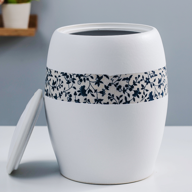 Barrel ceramics with cover rice bucket home 50 kg rice storage box seal insect - resistant moistureproof tank m as cans