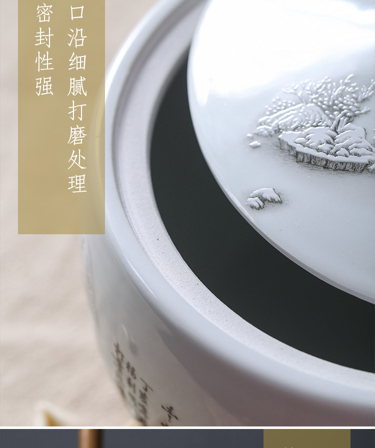Jingdezhen ceramic barrel with cover household ricer box insect - resistant seal storage tank cylinder 5 jins of 10 jins 20 jins