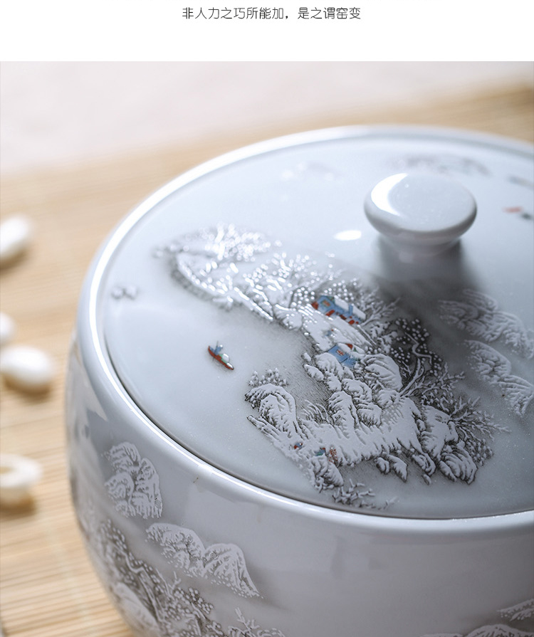Jingdezhen ceramic barrel with cover household ricer box insect - resistant seal storage tank cylinder 5 jins of 10 jins 20 jins