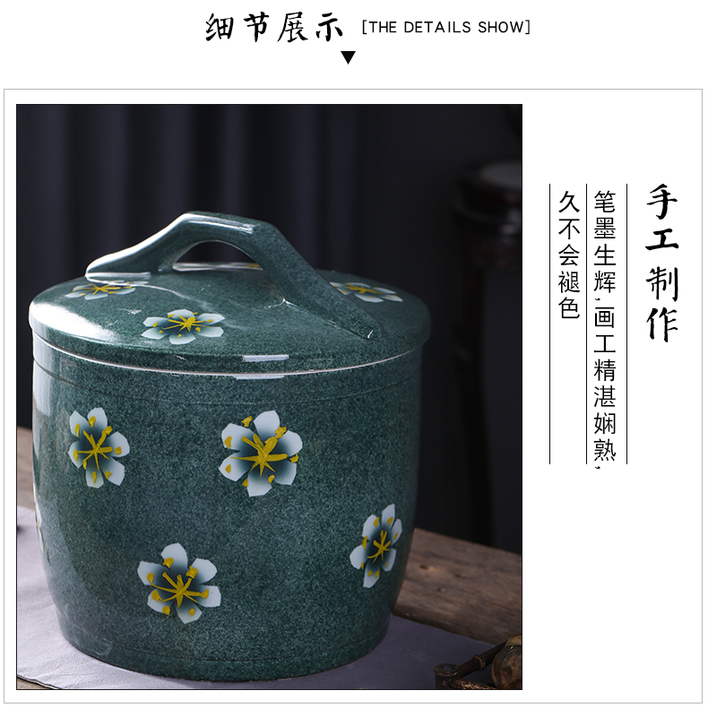 Jingdezhen ceramic barrel with cover home 20 jins 10 jins ricer box insect - resistant seal rice pot rice storage boxes of restoring ancient ways