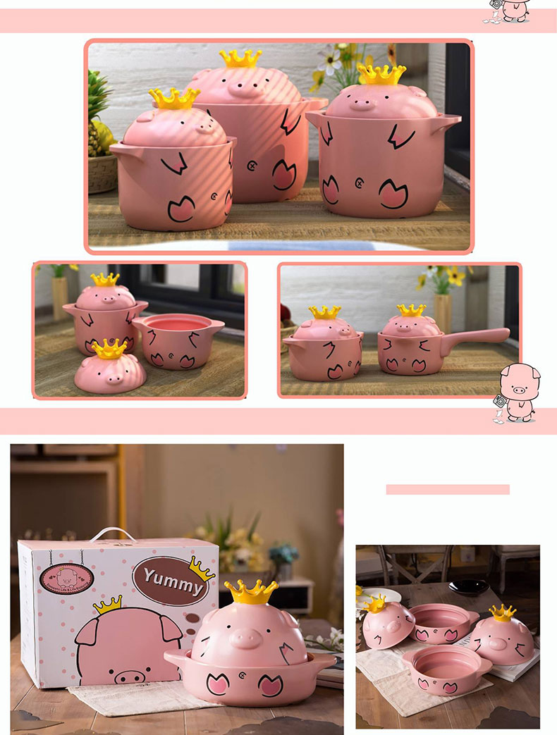 Hey pig ceramic casserole trill household gas mini cartoon high temperature flame web celebrity pig simmering stew