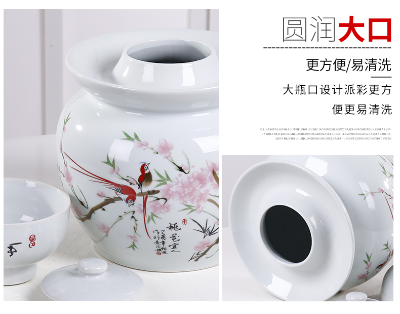 Jingdezhen ceramic pickle jar pickles cylinder seal storage jar sichuan pickled kimchi altar lead - free double cover