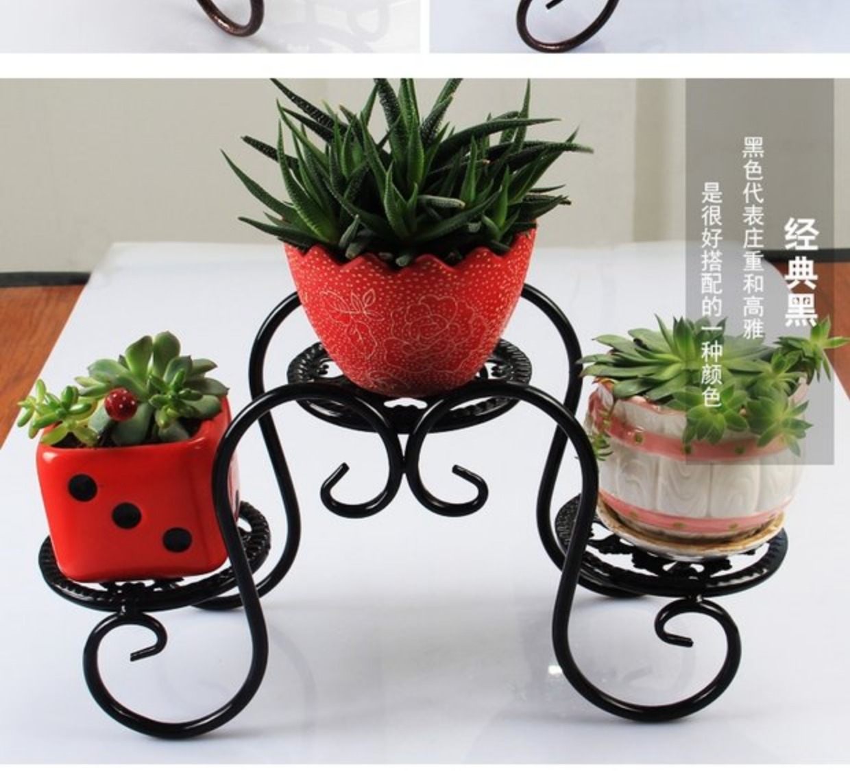 Sắt rèn hoa đứng cửa sổ phòng khách nhiều lớp Châu Âu thịt văn phòng chậu hoa giá đỡ sáng tạo máy tính để bàn mini chậu rack - Kệ giá để đồ