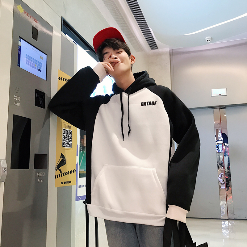 Hàn Quốc ulzzang Harajuku Tide thương hiệu hip hop lỏng lẻo cộng với áo len trùm đầu màu nhung và áo khoác đôi nam nữ áo len nam mỏng