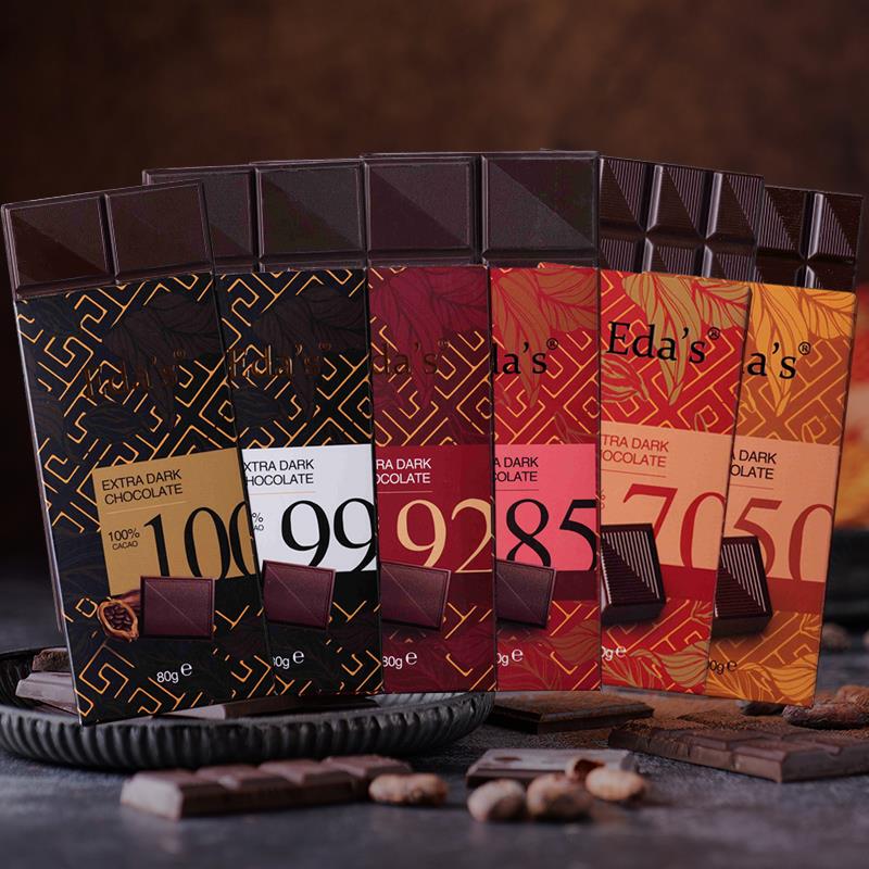 German Imported Eda`S World Chocolate 100% Dark Chocolate Pure Cocoa Butter Candy Snacks